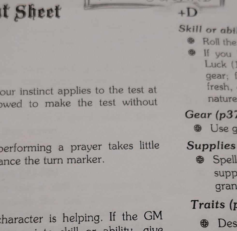 Torchbearer Cheat Sheet